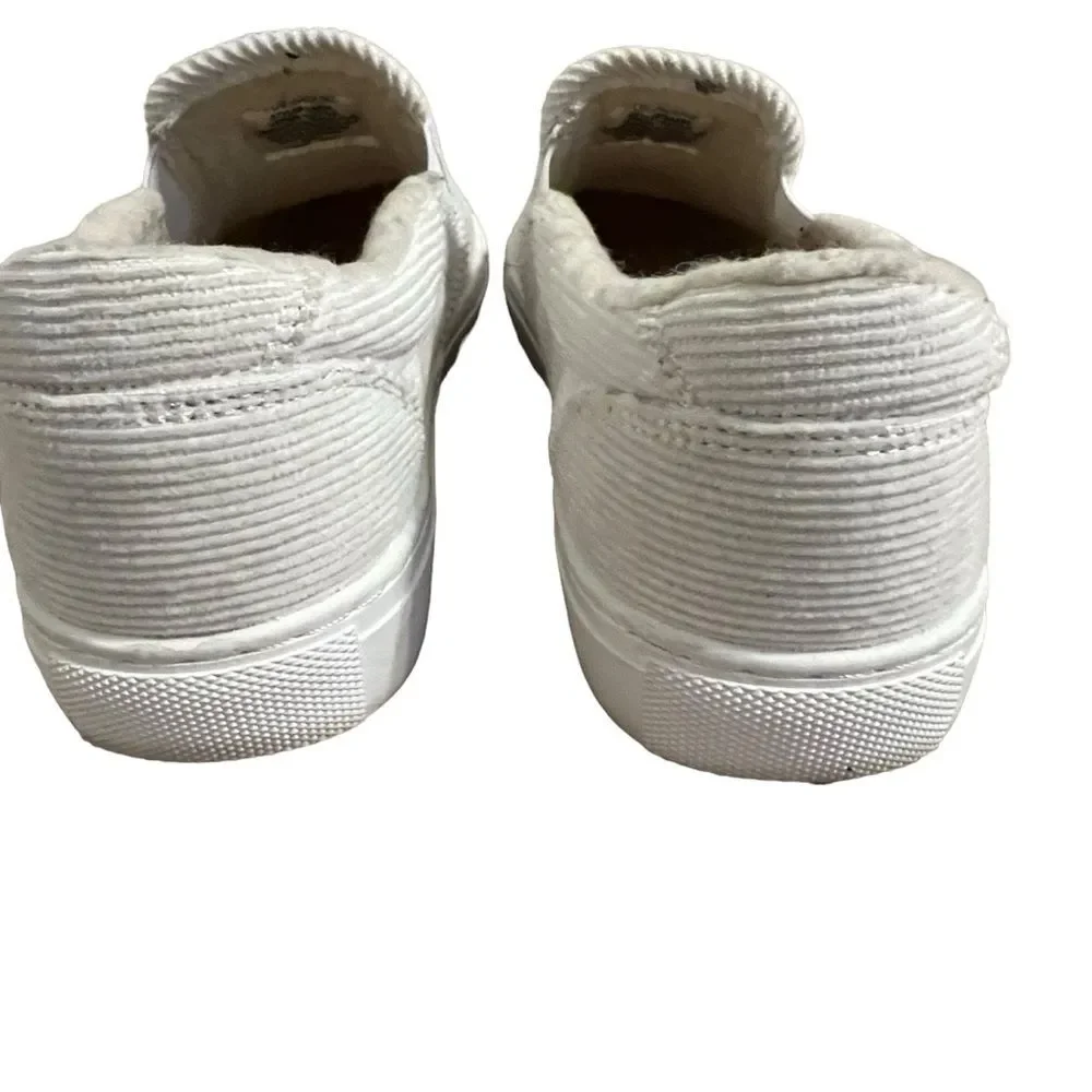 J Crew  Woman's Ivory Corduroy Slip-On Sneakers with Sherpa Lining Cozy Size 9